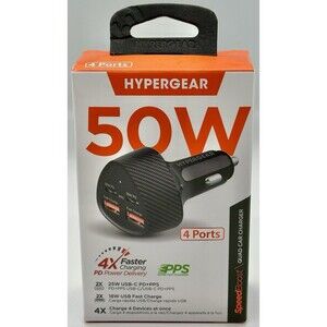 HyperGear SpeedBoost 50W QUAD Dual USB-C PD PPS Dual USB Car Charger Fast Charge